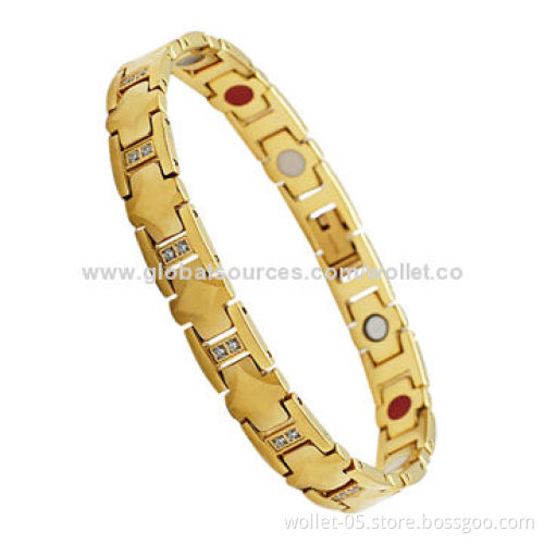 Nice present and popular design of IPG plating tungsten bracelet, made with CZ stone and magnetic